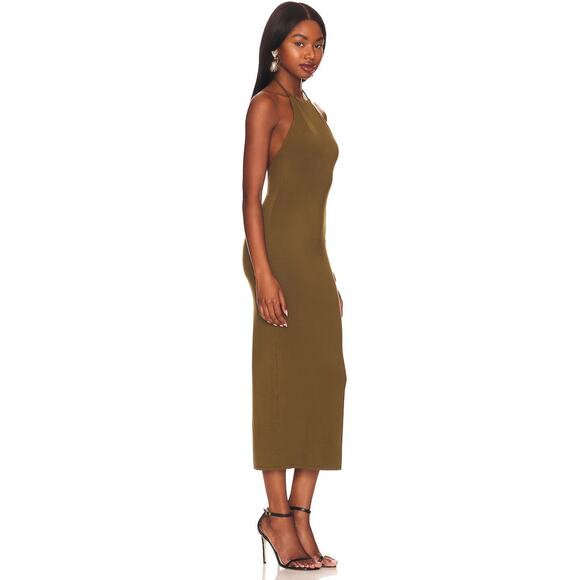 House of Harlow Frederica Midi Halter Dress Olive Green Size L - Picture 2 of 10